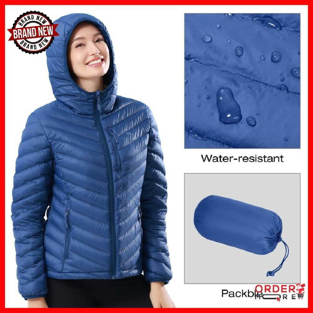 Lightweight Packable Down Puffer Jacket Hooded Wi… - image 3